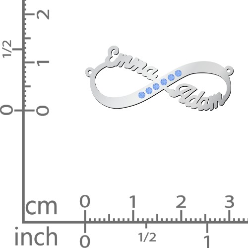 Infinity Name Necklace with Accents – Sterling Silver with Fancy Blue Premium Zirconia