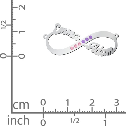Infinity Name Necklace with Accents – Sterling Silver with Fancy Pink Premium Zirconia and Amethyst Premium Zirconia