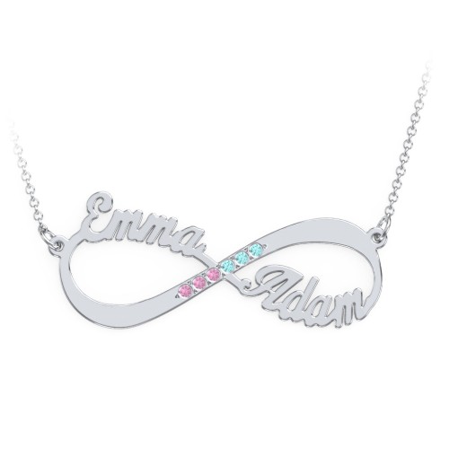 Infinity Name Necklace with Accents – Sterling Silver with White Premium Zirconia