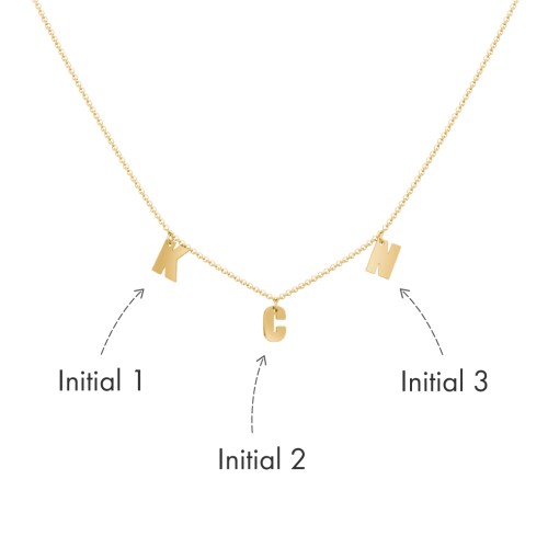 Initial Necklace with 3 Letters - Modern – 18K Gold Plated Silver