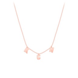Initial Necklace with 3 Letters - Modern in 10K Solid Rose Gold