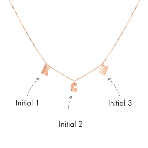 Initial Necklace with 3 Letters - Modern – 10K Rose Gold