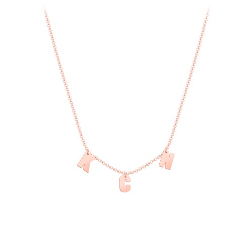 Initial Necklace with 3 Letters - Modern – 10K Rose Gold