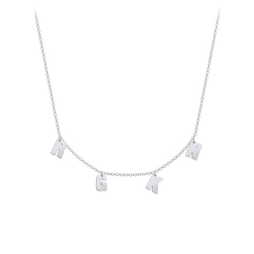 Initial Necklace with 4 Letters - Modern – Sterling Silver