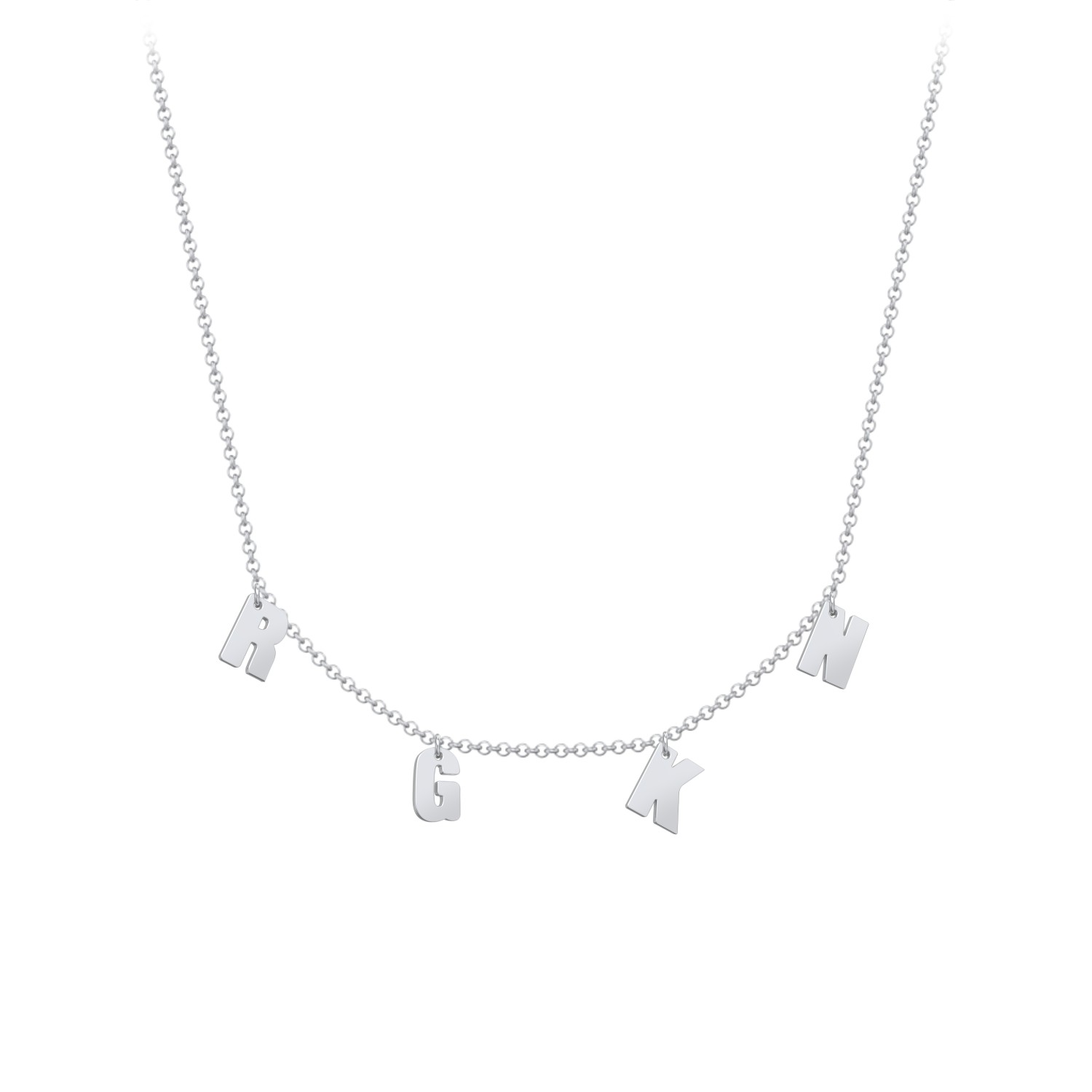 Initial Necklace with 4 Letters - Modern