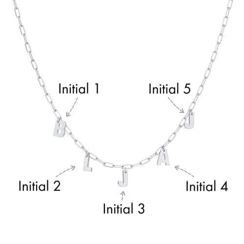 Initial Necklace with 5 Letters - Modern – Sterling Silver
