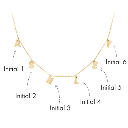 Initial Necklace with 6 Letters - Modern