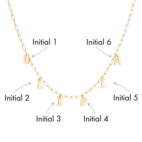 Initial Necklace with 6 Letters - Modern