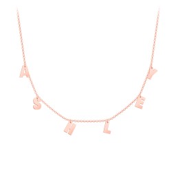 Initial Necklace with 6 Letters - Modern in 10K Solid Rose Gold