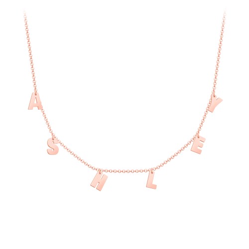 Initial Necklace with 6 Letters - Modern – 10K Rose Gold