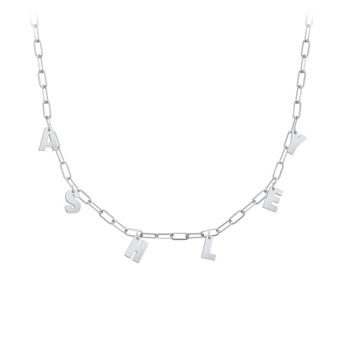 Initial Necklace with 6 Letters - Modern – Sterling Silver