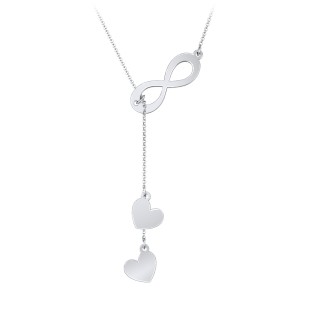 Infinity Lariat Necklace with Hearts