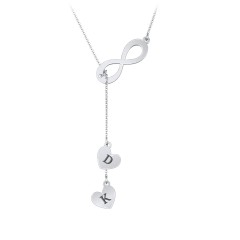 Infinity Lariat Necklace with Hearts – Sterling Silver