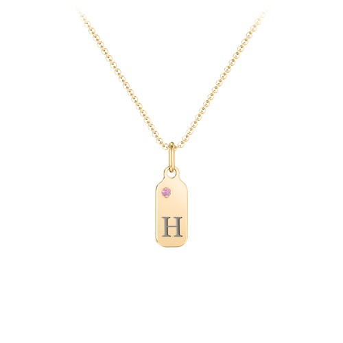 Duchess Dog Tag Initial Necklace with Accent Stone