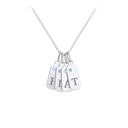 Duchess Dog Tag 4 Initial Necklace with Accent Stone
