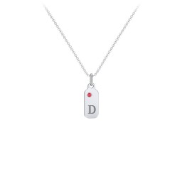 Duchess Dog Tag Initial Necklace with Birthstone in 925 Sterling Silver