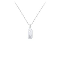Duchess Dog Tag Initial Necklace with Birthstone