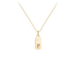 Duchess Dog Tag Initial Necklace with Birthstone