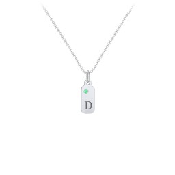 Duchess Dog Tag Initial Necklace with Birthstone in 925 Sterling Silver with Emerald, Ruby, Blue Topaz, and Citrine