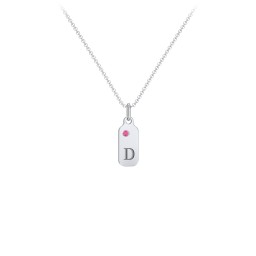 Duchess Dog Tag Initial Necklace with Birthstone in 925 Sterling Silver with Ruby, Blue Topaz, and Citrine