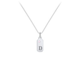 Duchess Dog Tag Initial Necklace with Birthstone in 925 Sterling Silver with Pink Tourmaline, Ruby, Blue Topaz, and Citrine