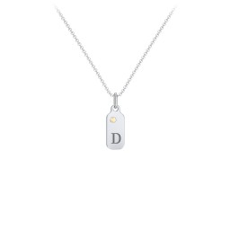 Duchess Dog Tag Initial Necklace with Birthstone in 925 Sterling Silver with Citrine, Ruby, and Blue Topaz