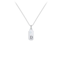 Duchess Dog Tag Initial Necklace with Birthstone in 925 Sterling Silver with Blue Topaz, Ruby, and Citrine