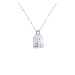 Duchess Dog Tag 2 Initial Necklace with Birthstone