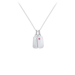 Duchess Dog Tag 2 Initial Necklace with Birthstone