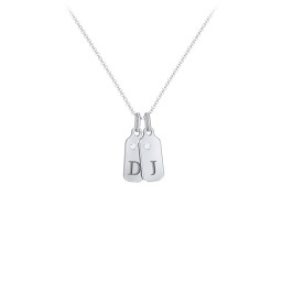 Duchess Dog Tag 2 Initial Necklace with Birthstone in 925 Sterling Silver with Aquamarine, Blue Topaz, and Citrine