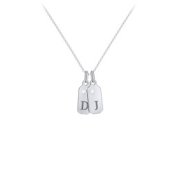 Duchess Dog Tag 2 Initial Necklace with Birthstone in 925 Sterling Silver with Cubic Zirconia, Blue Topaz, and Citrine