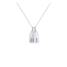 Duchess Dog Tag 2 Initial Necklace with Birthstone in 925 Sterling Silver with Blue Topaz and Citrine