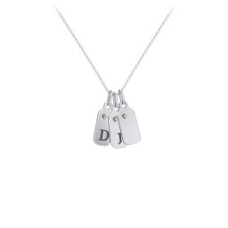 Duchess Dog Tag 3 Initial Necklace with Birthstone in 925 Sterling Silver with Smokey Quartz and Citrine