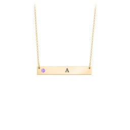 Engravable Birthstone Bar Necklace in 18K Gold Plated Silver