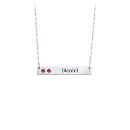 2 Engravable Birthstone Bar Necklace