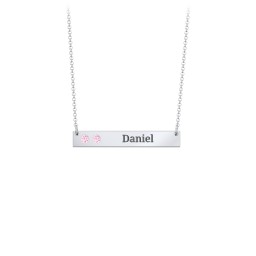 2 Engravable Birthstone Bar Necklace