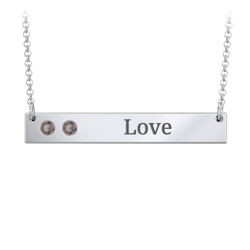 2 Engravable Birthstone Bar Necklace