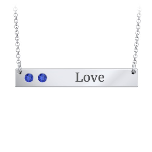 2 Engravable Birthstone Bar Necklace