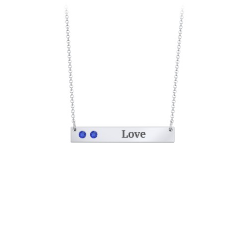2 Engravable Birthstone Bar Necklace