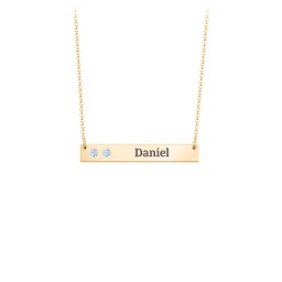 2 Engravable Birthstone Bar Necklace in 18K Gold Plated Silver with Blue Topaz, Citrine, Mint Premium Zirconia, and Amethyst Premium Zirconia