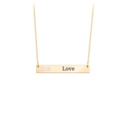 2 Engravable Birthstone Bar Necklace in 18K Gold Plated Silver with Diamond, Citrine, Mint Premium Zirconia, and Amethyst Premium Zirconia