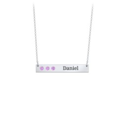 3 Engravable Birthstone Bar Necklace