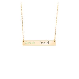 3 Engravable Birthstone Bar Necklace in 18K Gold Plated Silver with Peridot