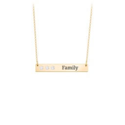 3 Engravable Birthstone Bar Necklace in 18K Gold Plated Silver with Diamond, Mint Premium Zirconia, and Amethyst Premium Zirconia