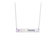 3 Engravable Birthstone Bar Necklace – Sterling Silver with Amethyst, Pink Tourmaline, and Citrine