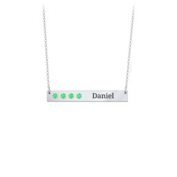 4 Engravable Birthstone Bar Necklace
