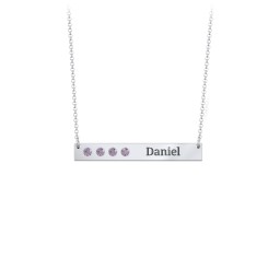 4 Engravable Birthstone Bar Necklace