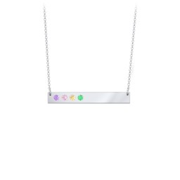 4 Engravable Birthstone Bar Necklace