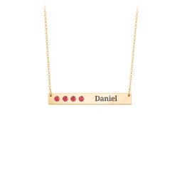 4 Engravable Birthstone Bar Necklace in 18K Gold Plated Silver