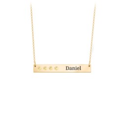 4 Engravable Birthstone Bar Necklace in 18K Gold Plated Silver with Citrine and Amethyst Premium Zirconia